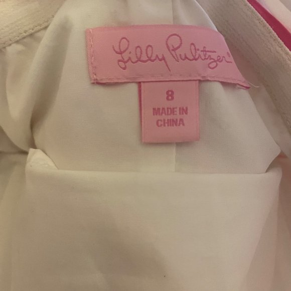 Lily Pullitzer size 8 tube dress sleeveless pink patchwork bottom bow tie back - Picture 9 of 9